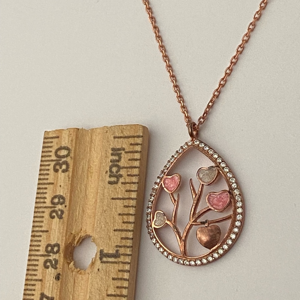 Drop tree of life 925 silver enamel cz necklace - Picture 2 of 2